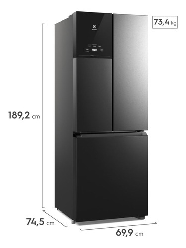 Geladeira Frost Free Inverter 480L Efficient AutoSense 3 Portas Black Inox Look IM7B Electrolux