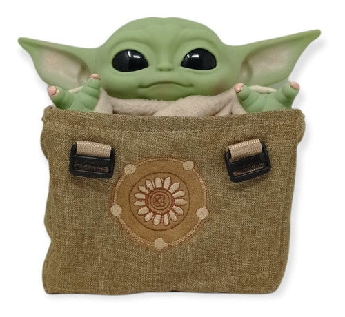 Imagen 3 de 6 de Baby Yoda Con Sonido Real Con Mochila Articulado