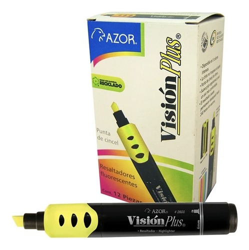 Marcatextos Azor Visión Plus Amarillo 2600 Paquete C/12 