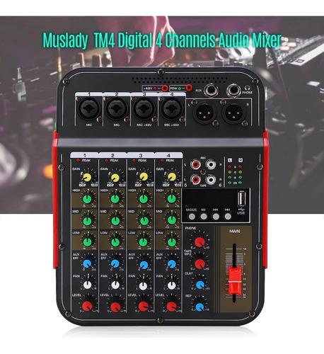 Mezclador De Audio Consola Mezcladora 4 Canales Mezclador