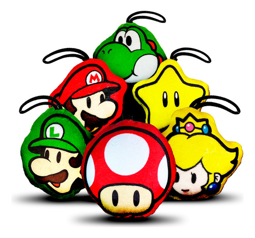 Adornos Navidad 12 Esferas De Tela Mario, Super Mario Bros