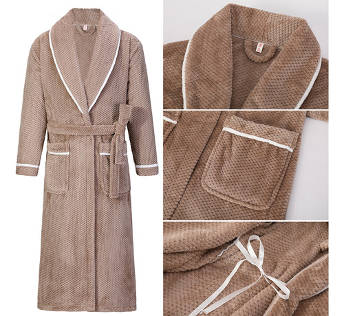 Bata De Ducha Tipo Kimono Con Solapa Gruesa, Bata De Baño De