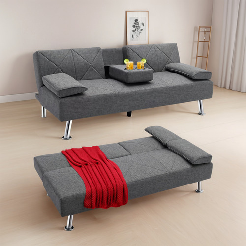 Sofá Cama Plegable Convertible Con Reposabrazos Extraíbles E
