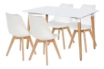 Comprar Mesa Nordica Tulip 120x80 Madera Laqueada + 4 Sillas Tulip