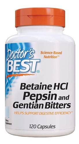 Betaína Hcl Pepsina Y Genciana Amarga 120 Capsulas Betaine