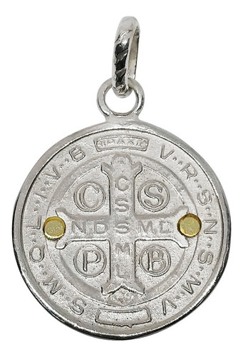 Imagen 2 de 5 de Medalla Dije San Benito Plata 925