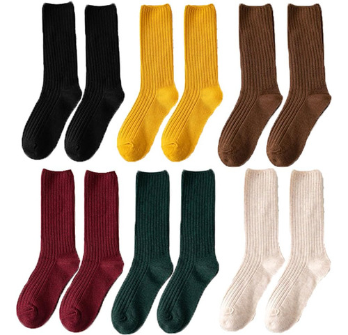 6 Pares Calcetines De Mujer Calcetines De Algodón De