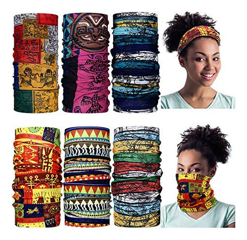 Mascarilla Tapa Boca 6 Piezas Bufanda Africana Bandanas Af