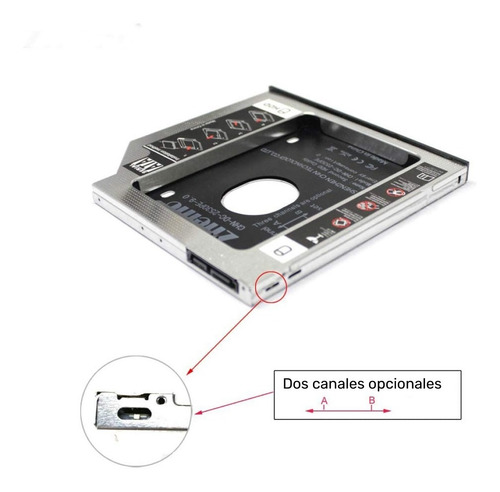 Imagen 4 de 10 de Adaptador Caddy Dvd Notebook A Disco Duro 2do Hdd Ssd 9.5mm