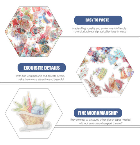 Juego De 4 Pegatinas Para Cuaderno Navideño Con Decoración D
