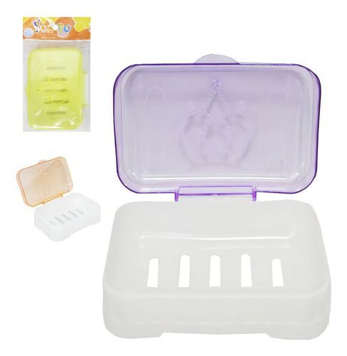 Saboneteira Pia Plastic Retangular Tampa 12x8x5cm Na Solapa
