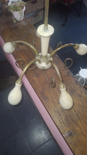 Araña De Bronce Y Madera (Usado)