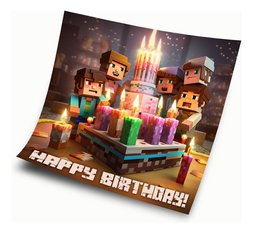 Póster De Minecraft Para Fiesta De Cumpleaños 145x145 Cm