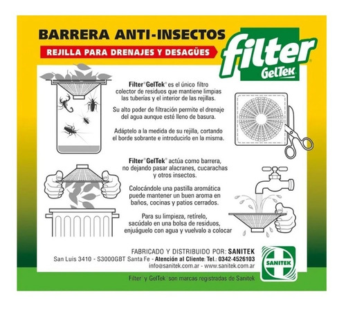 Filtro Filtros Anti Insectos Cucarachas Rejilla Geltek 20x20