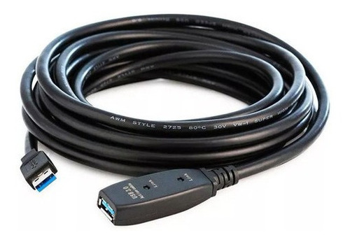 Cabo Extensor Usb 3.0 Ativo Para Webcam De 5 Metros Cor Preto