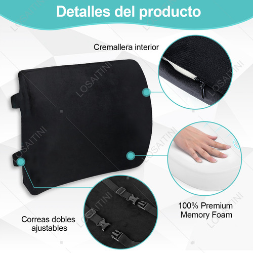 Losaitini Cojín De Asiento Y Almohada De Apoyo Lumbar Extraíble Diseño En Forma De U De Espuma Viscoelástica Dimensiones Del Cojín Del Asiento 6x35x46 Cm Dimensiones De La Almohada Lumbar10 X31x32 Cm