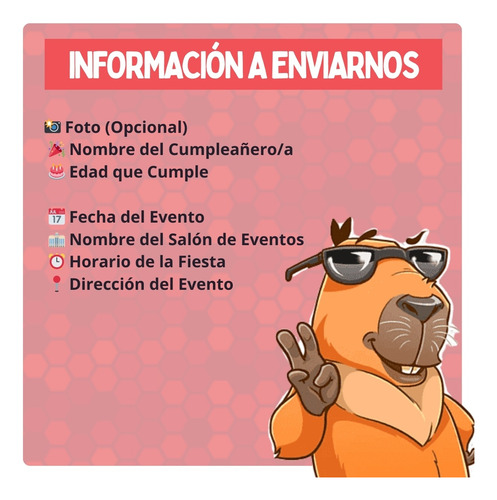 Invitación Digital Animada De Cumpleaños Infantil - Tiziben Capibara Niño