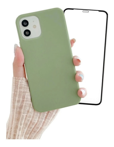 Carcasa Funda Silicona Colores + Mica Pantalla Para iPhone