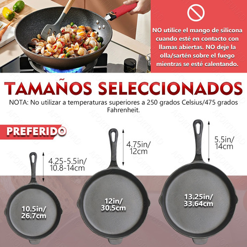3 Funda Agarradera De Mango Silicón Para Sartén Olla Hierro
