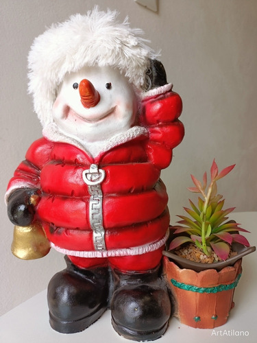 Muñeco De Nieve Navideño Con Maceta Decoración Navideña 35cm