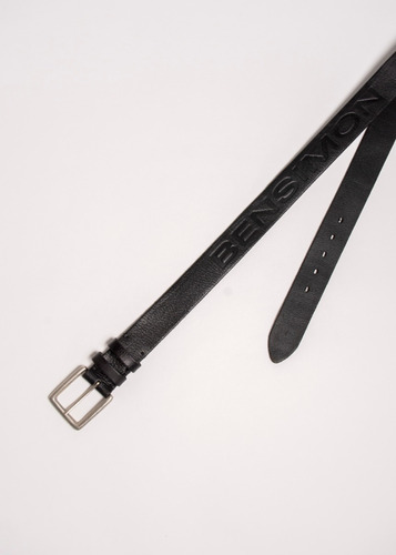 Cinturon Logo Cuero Bensimon Color Negro Talle 105