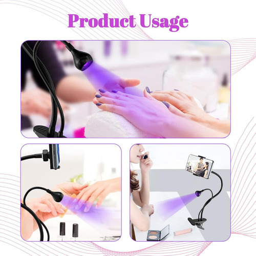 Lampara Para Uñas Uv Led 3w Usb Flexible Con Gancho Soft Gel Color With Phone Holder