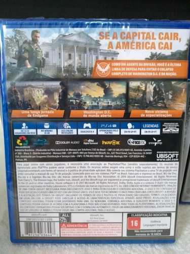 Tom Clancy's The Division 2 Ps4 Novo Mídia Física Lacrado Pronta Entrega