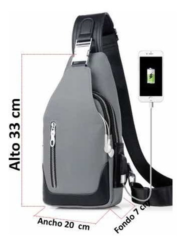 Imagen 7 de 10 de Mariconera Pechera De Calidad Con Usb , Mochila Cruzada T- P