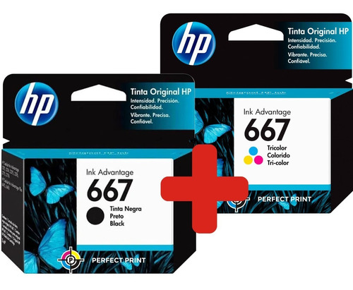 Combo Cartuchos Hp 667 Negro + Color Originales 1275 2375