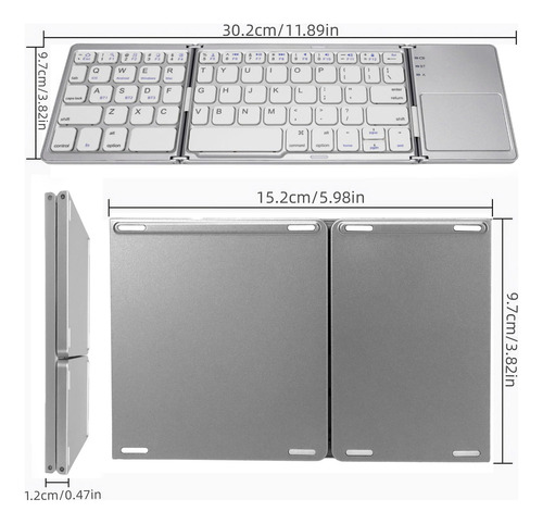 Teclado Inalambrico Plegable, Mini Teclado Bluetooth Con