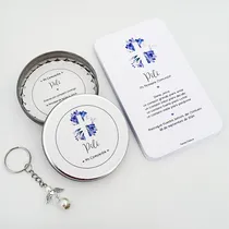 Comprar Souvenir Comunion Bautismo Latas Blondas Denarios Estampitas