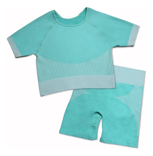 Conjunto Deportivo / Short Levanta Gluteos + Top / Gym Turquesa Unitalla