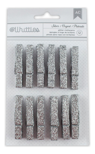 Pregadores De 5cm Cobertos Com Glitter - American Craft Cor Prateado