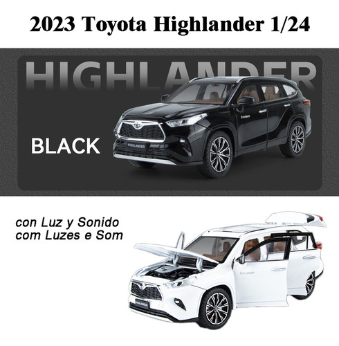 2023 Nuevo Toyota Suv Highlander Miniatura Metal Coche 1/24