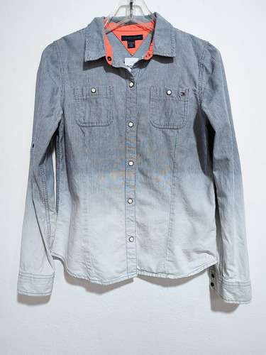 Camisa Tommy Hilfiger Rayada Con Degrade Impecable