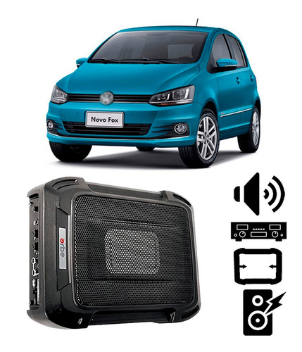 Caixa Slim Volkswagen Fox 2015 A 2017 350w Rms Amplificada