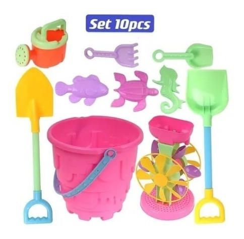 Set 10pcs De Juguetes Para La Playa Para Arena Con Molino