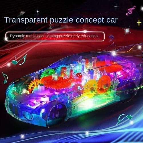 Juguete Coche De Carreras Con Luz Led Mecanismo Transparente