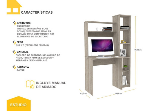 Imagen 4 de 7 de Escritorio Con Biblioteca Casa Lista® Estudio