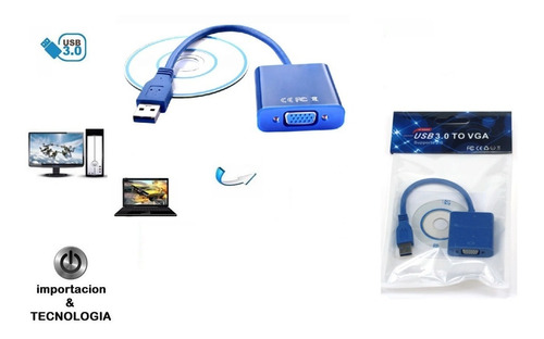 Adaptador Convertidor Video Usb 3.0 A Vga Windows Pc Laptop