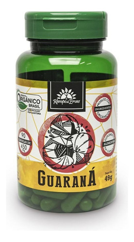 Guaraná Orgânico Em Cápsula Kampo De Ervas 90 Cáps 450mg Cad Sabor N/a