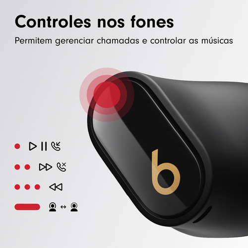 Beats Studio Buds + O autêntico fone sem fio com cancelamento de ruído – Preto e Dourado