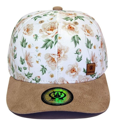 Boné Rhino Size Baseball Aba Curva Floral E Caramelo