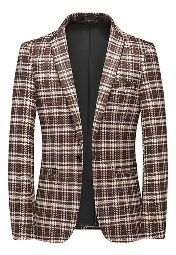 Chaquetas Blazer A Cuadros Ajustadas Para Hombre, Elegante C