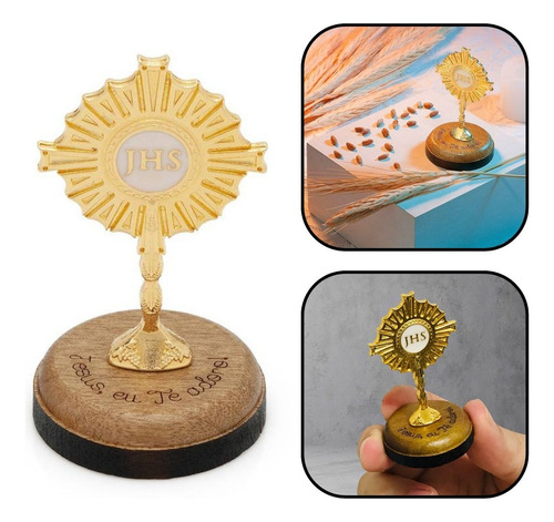 Adorno Enfeite Mini Ostensório Eucarístico Com Pedestal