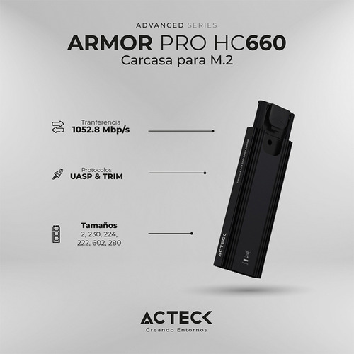 Case Enclosure Acteck Armor Pro Hc660 10 Gbbps M.2 Usb-c