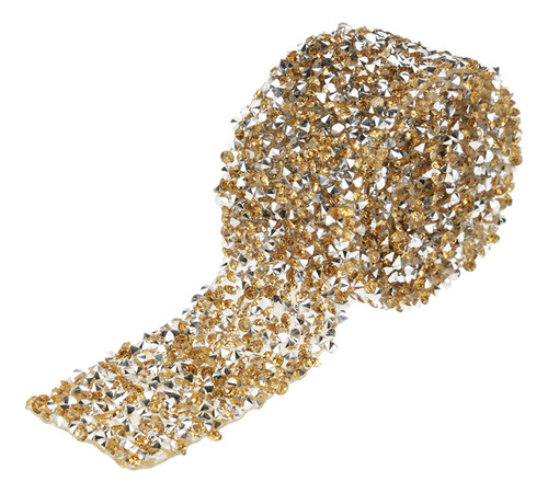Rollo De Malla De Cinta Amarilla Con Diamantes De Imitación
