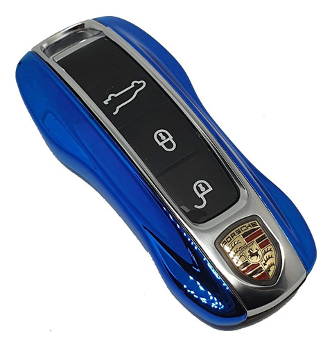 Case Chave Porsche Azul Metálico Com Cromado L+s 911