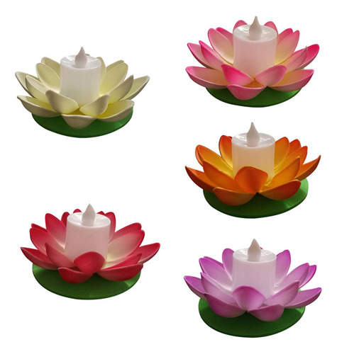 Lámpara Flotante Artificial Con Forma De Flor De Loto, 6 Uni