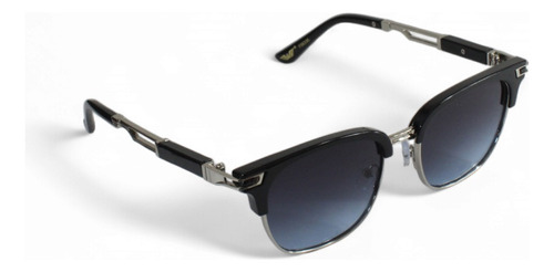 Lentes De Sol Estilo Retro Elegante Con Varilla Metálica Negro Plata Azul Azul Oscuro Negro